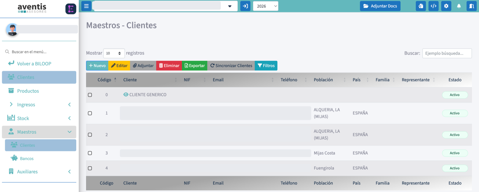 Ficha de clientes en ERPloop, con toda su información centralizada